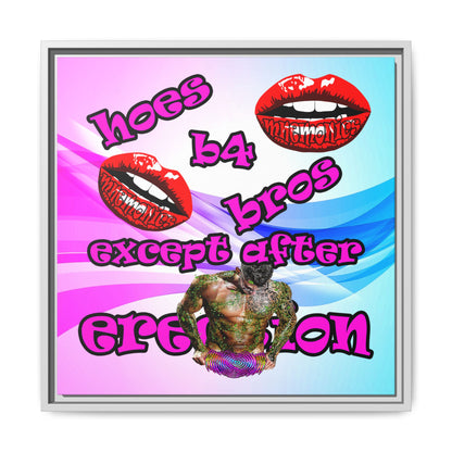hoes b4 bros - framed canvas art (light blue-pink wave)