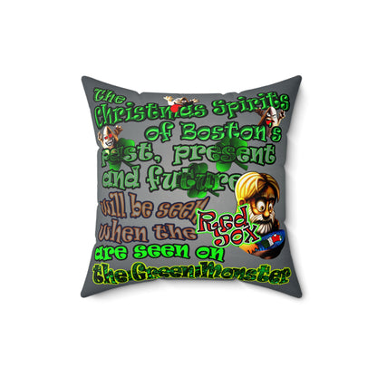 christmas spirits of boston - Faux Suede Square Pillow - (grey-light grey)