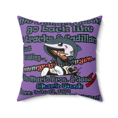 shark week - Spun Polyester Square Pillow - (light purple)
