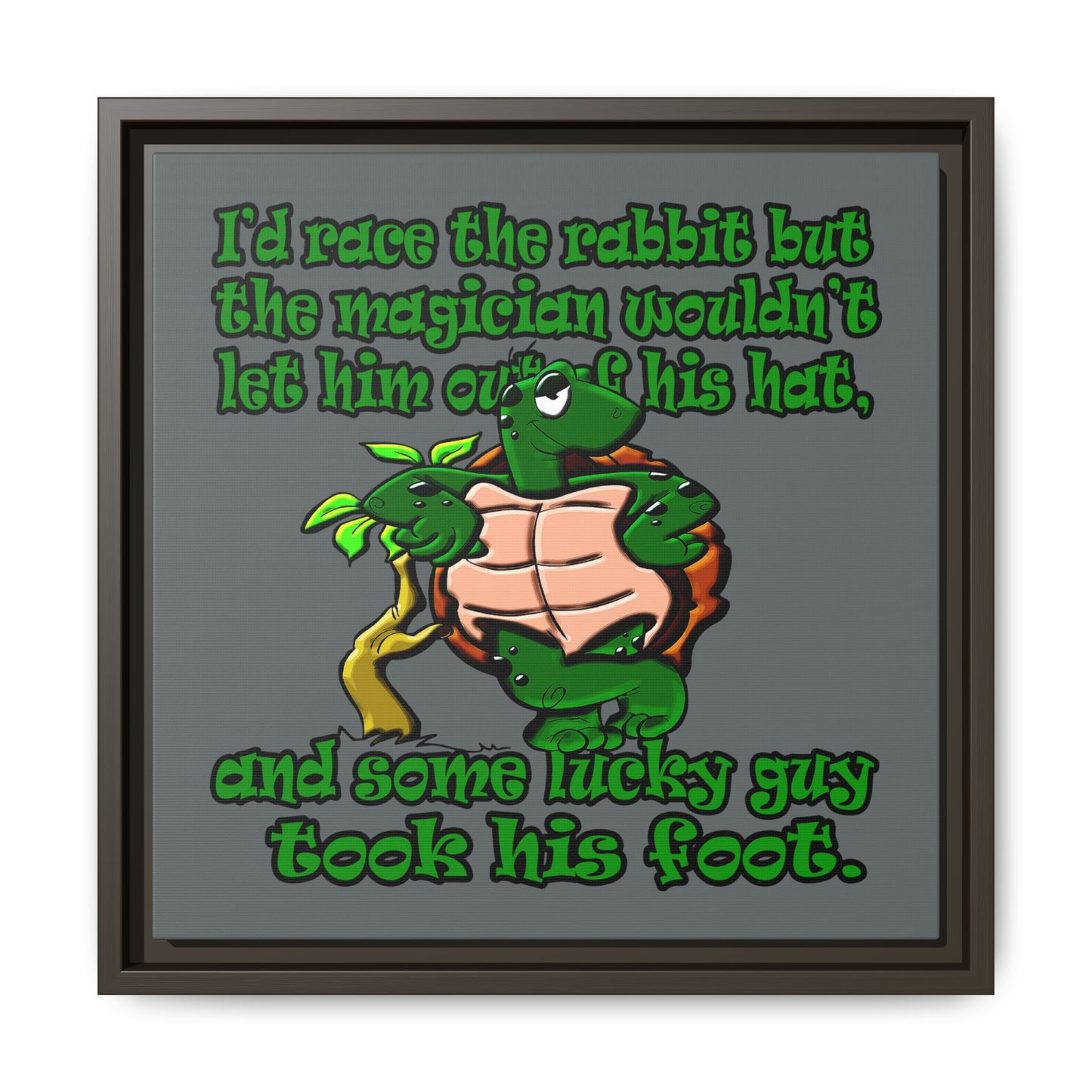 turtle race - framed canvas art (dark grey)