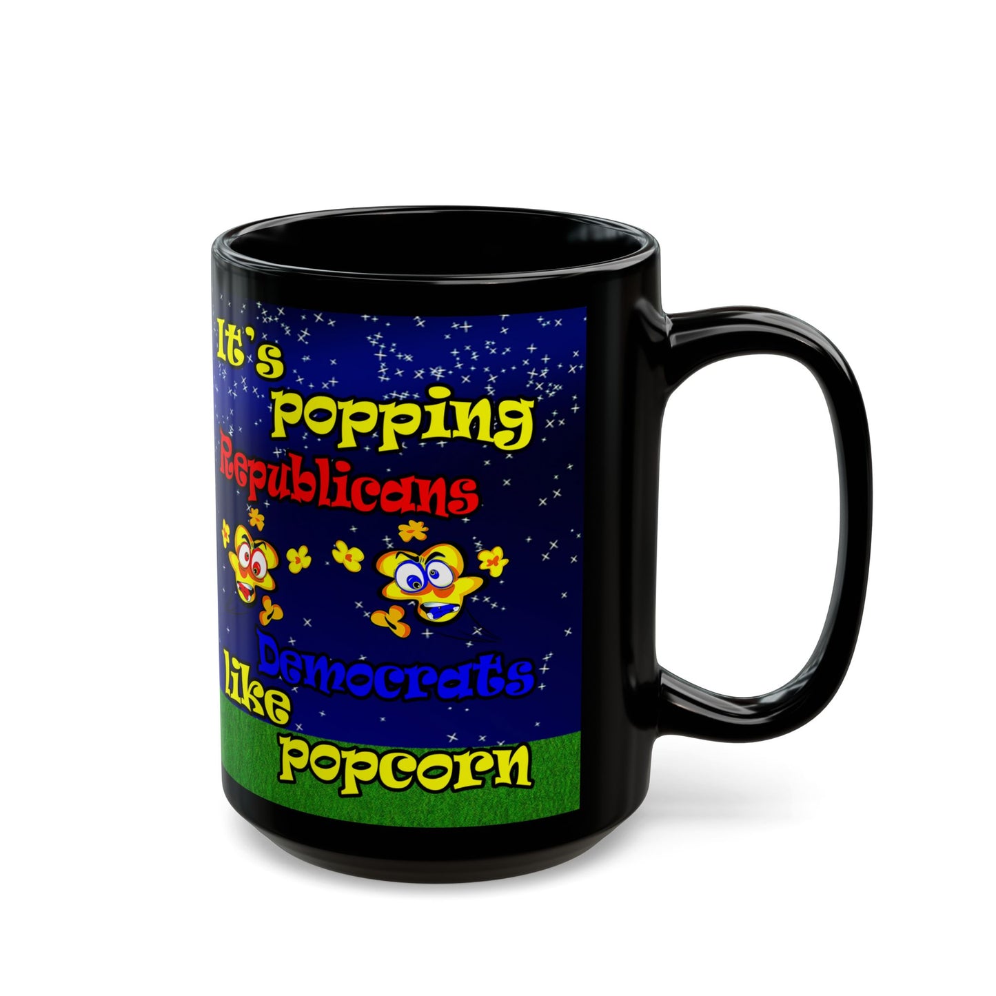 popping like popcorn - Black Mug ('snoops' background)