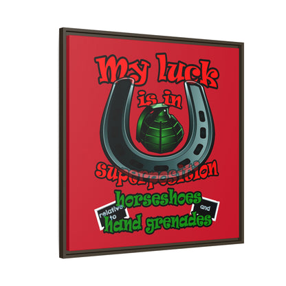 my luck - framed canvas art (dark red)