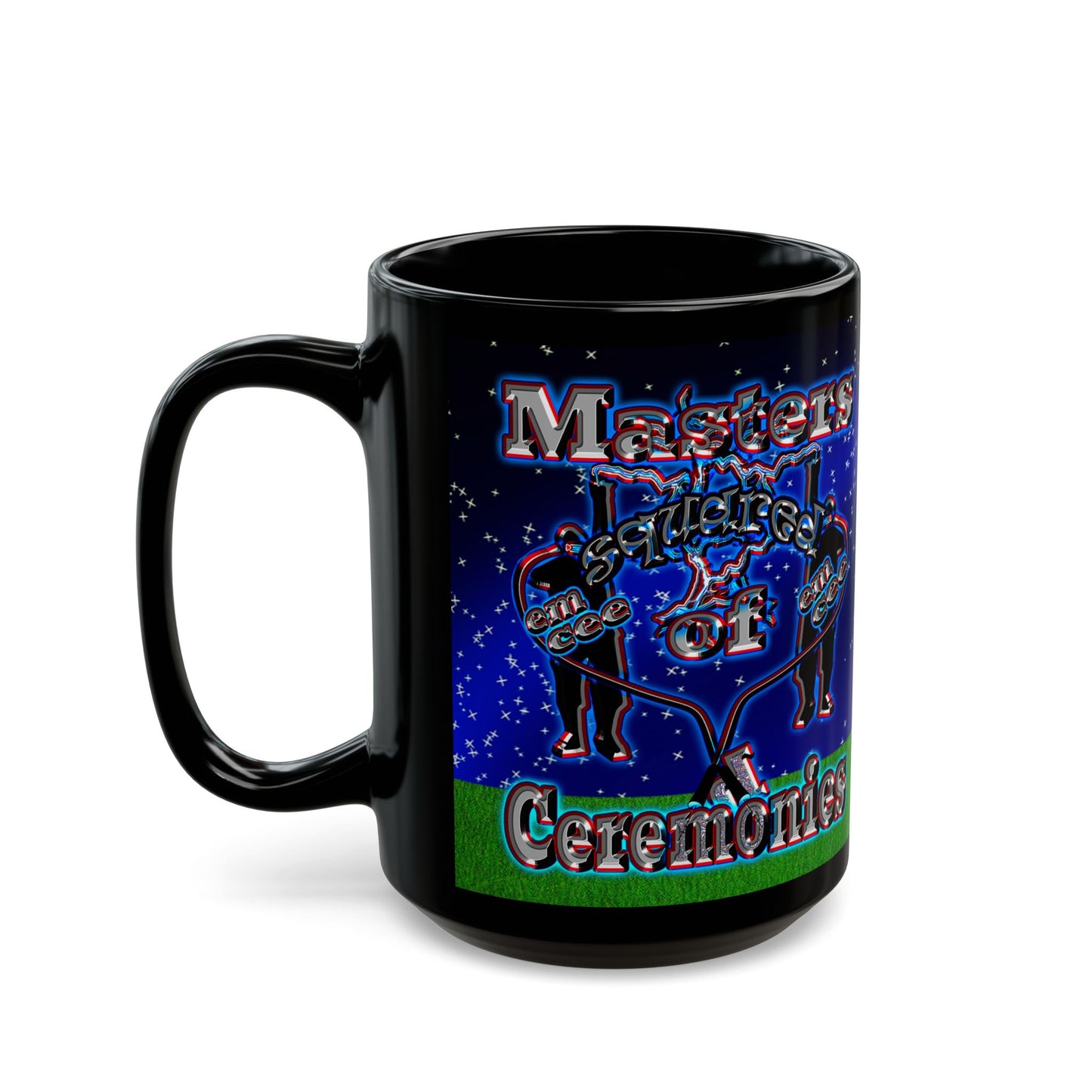 em cee squared - Black Mug ('snoops' background)
