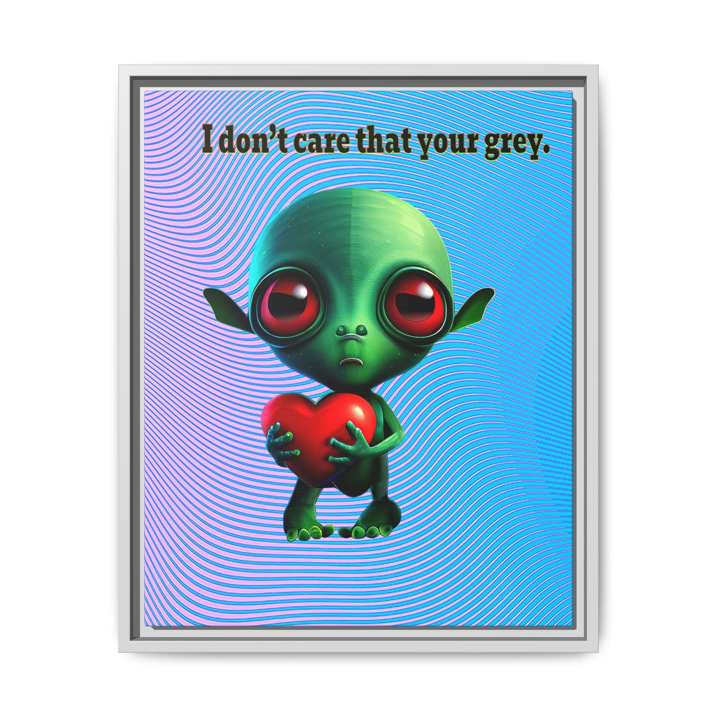 I don't care that your grey - framed canvas art (light blue-purple wave)