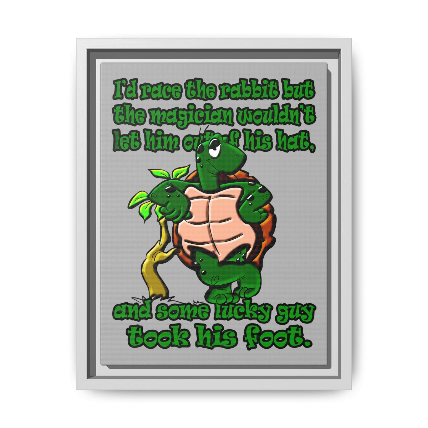 turtle race - framed canvas art (light grey)
