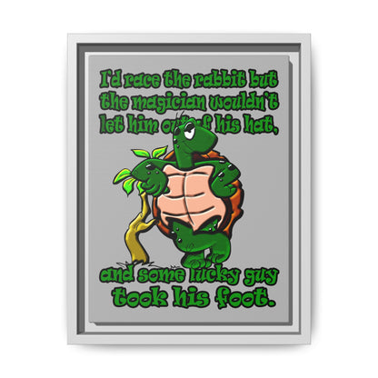 turtle race - framed canvas art (light grey)