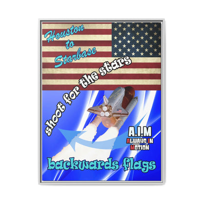 shoot for the stars - framed canvas art (blue-white wave)
