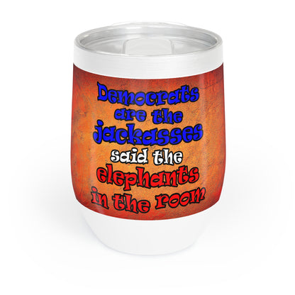 donkeys and elephants - Chill Wine Tumbler (burnt orange)