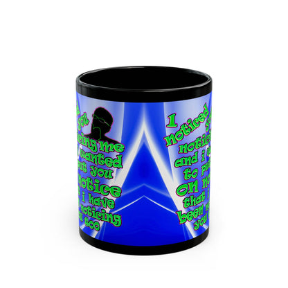 noticed you noticing - Black Mug (blue-white wave)