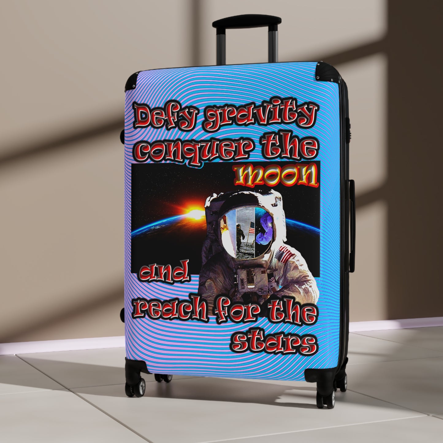 defy conquer reach - Suitcase (light blue-purple wave)