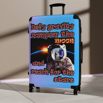 defy conquer reach - Suitcase (light blue-purple wave)