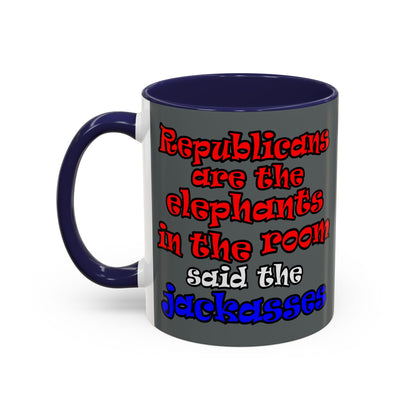 donkeys and elephants - Accent Mug (dark grey)