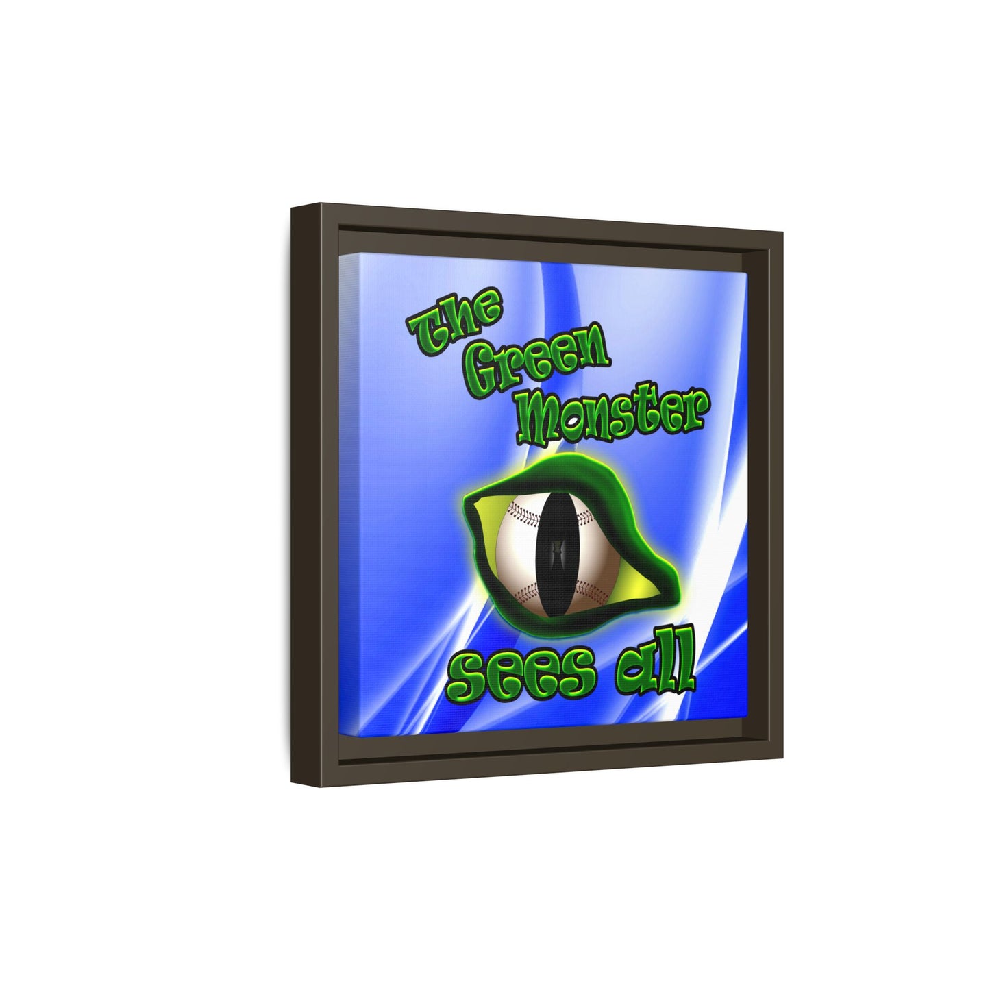 green monster - framed canvas art (blue-white wave)
