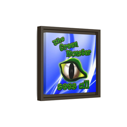 green monster - framed canvas art (blue-white wave)