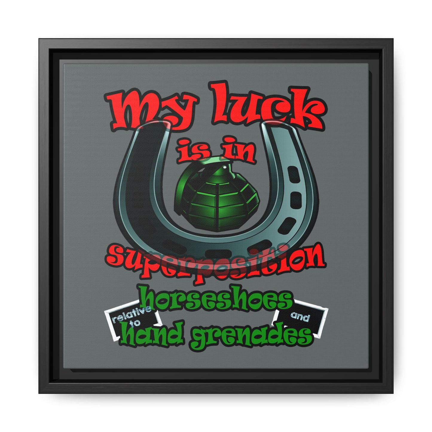 my luck - framed canvas art (dark grey)