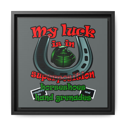 my luck - framed canvas art (dark grey)