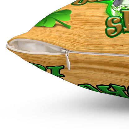 celtics logo - Spun Polyester Square Pillow - (butterscotch wood finish)