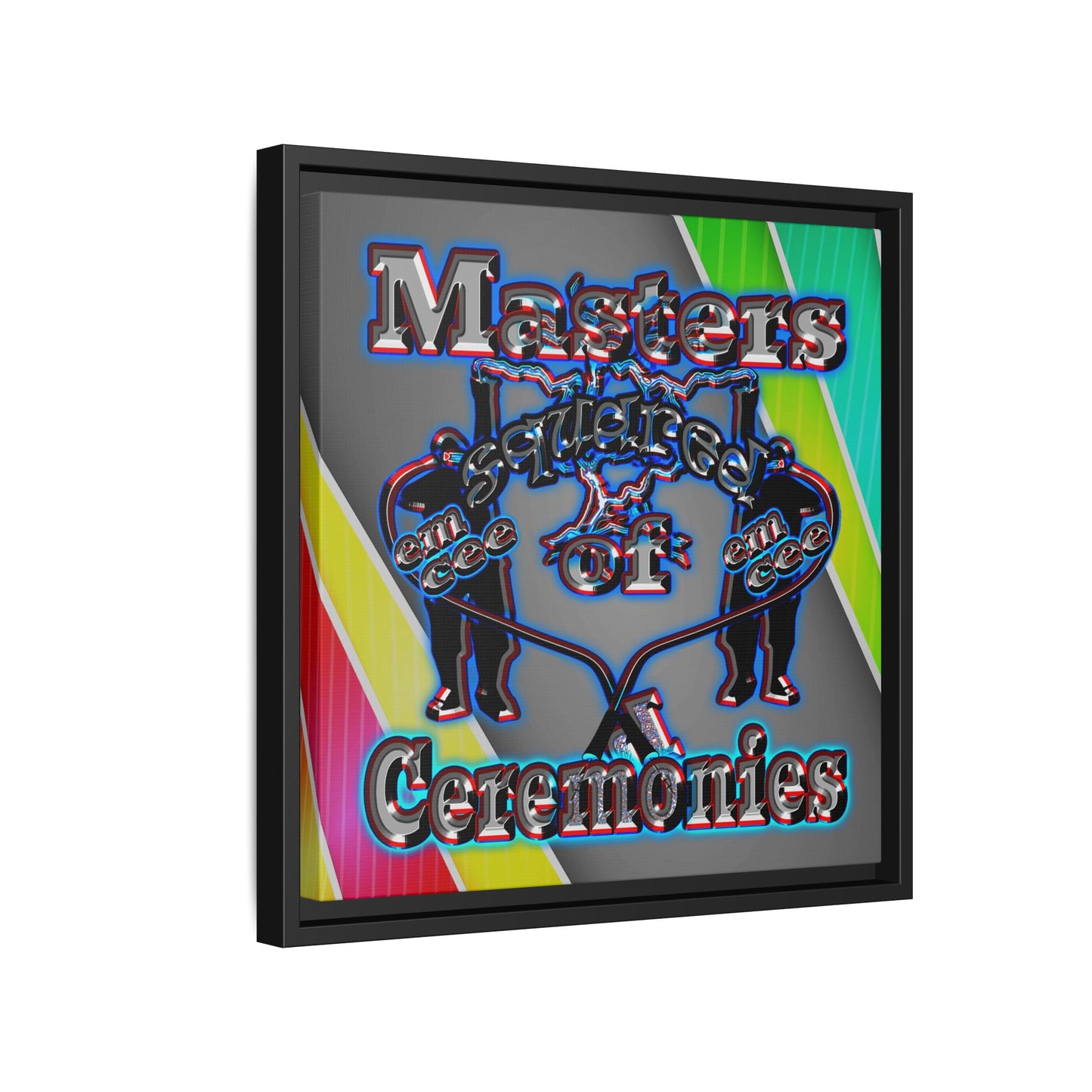em cee squared - framed canvas art (rainbow split)