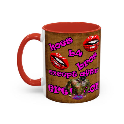 hoes b4 bros - Accent Mug (brown papyrus)