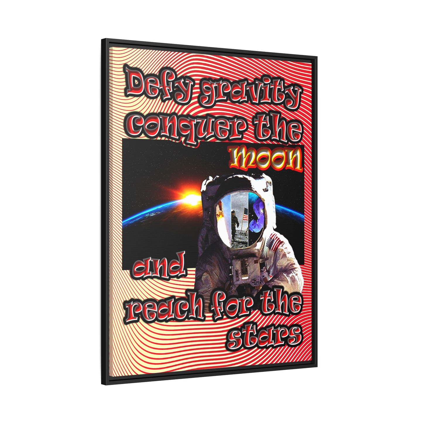 defy conquer reach - framed canvas art (yellow-orange wave)