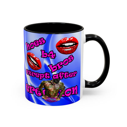 hoes b4 bros - Accent Mug (blue-white wave)