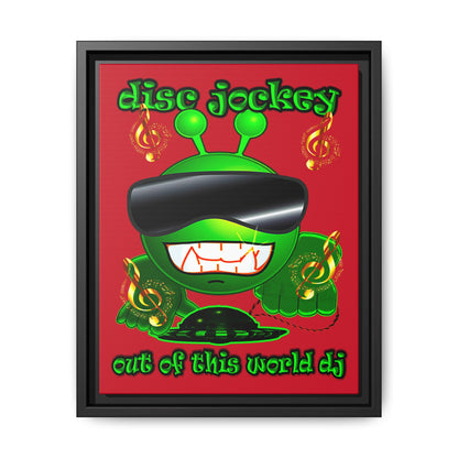 disc jockey - framed canvas art (dark red)