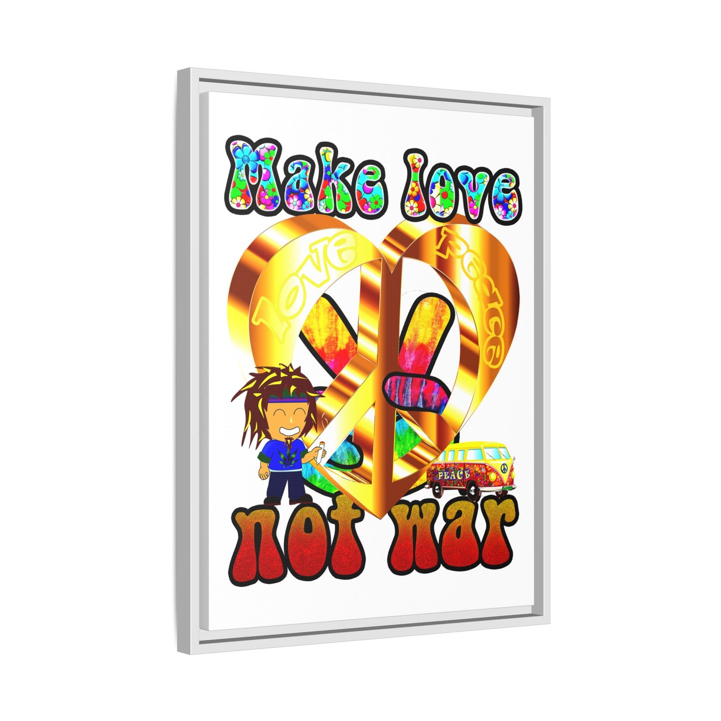 love peace - framed canvas art (white)