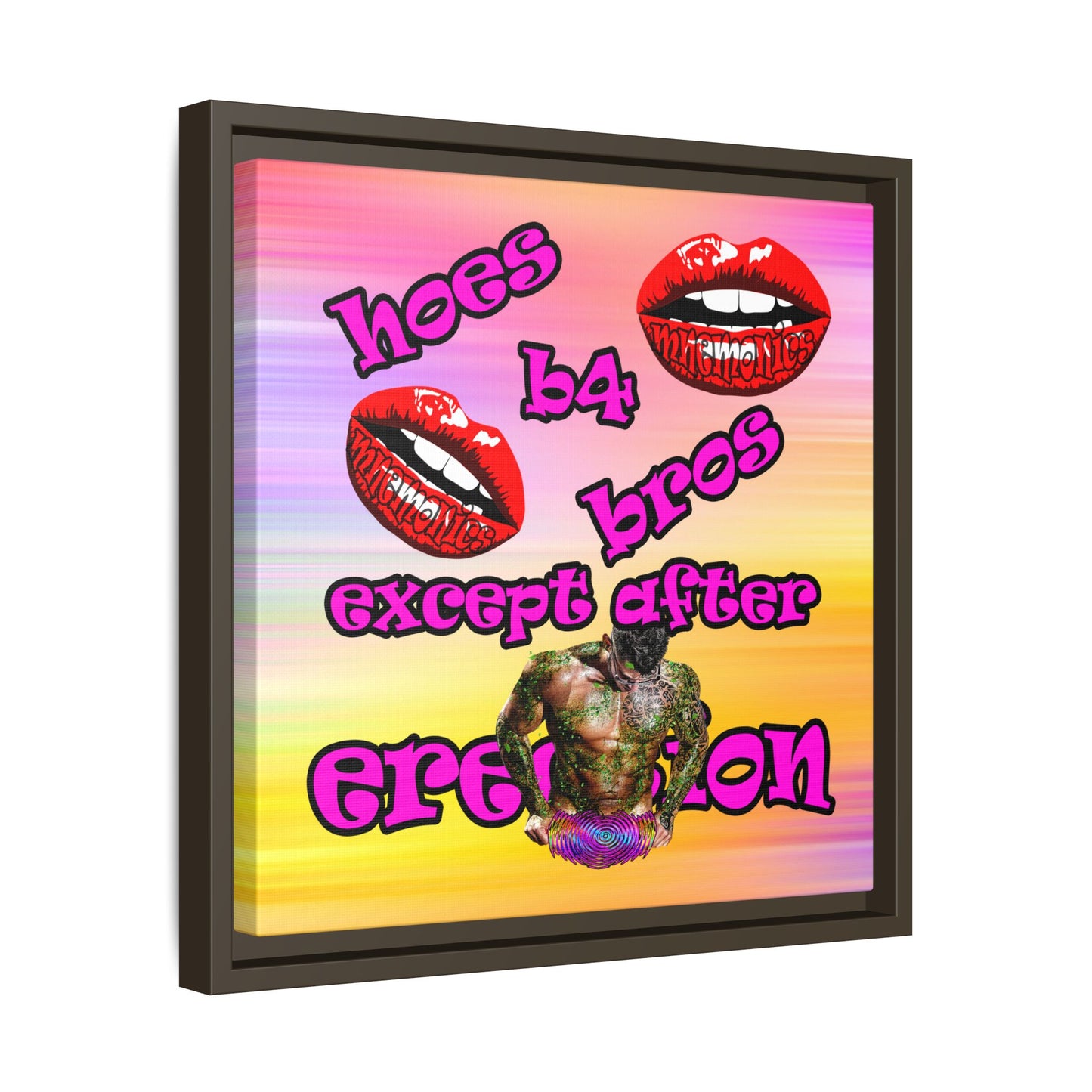 hoes b4 bros - framed canvas art (color blur)