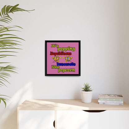 popping like popcorn - framed canvas art (light pink)