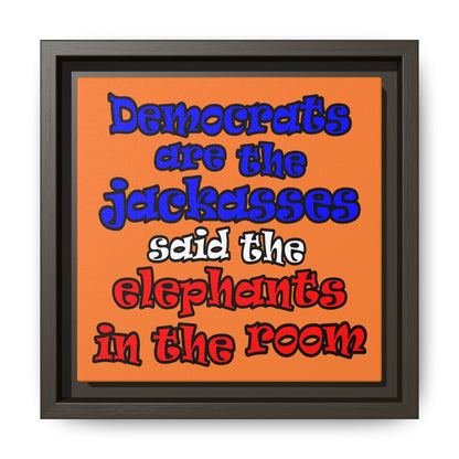 donkeys and elephants - framed canvas art (crusta)