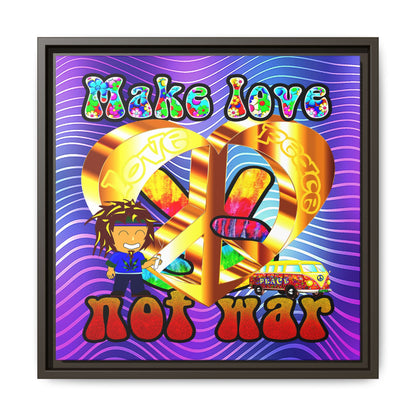 love peace - framed canvas art (purple wave)