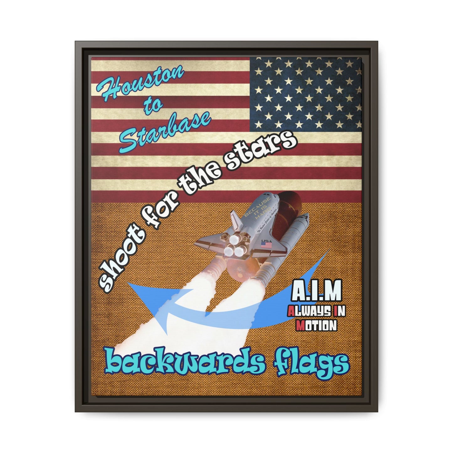 shoot for the stars - framed canvas art (brown papyrus)