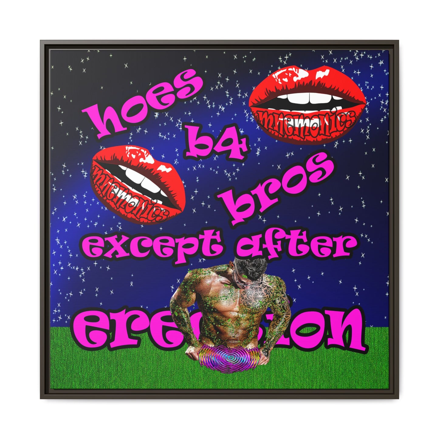 hoes b4 bros - framed canvas art ('snoops' background)