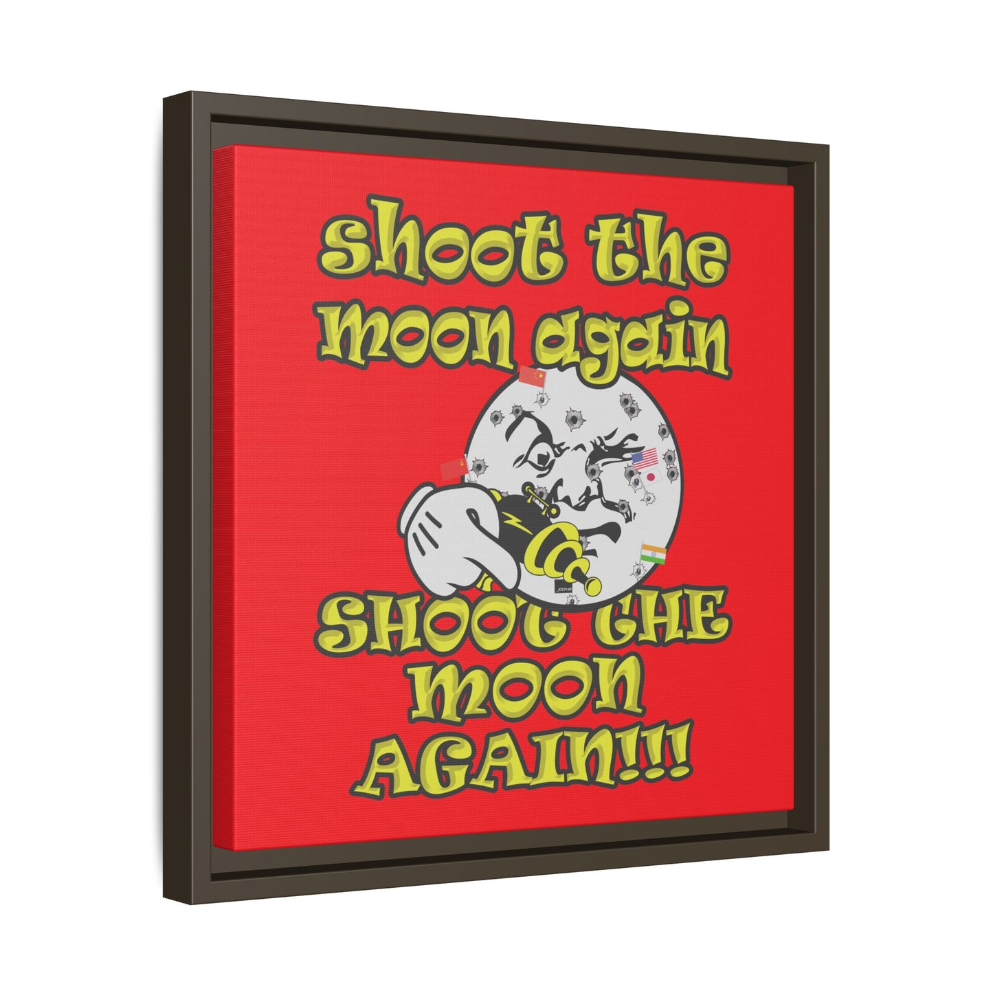 shoot the moon again - framed canvas art (red)