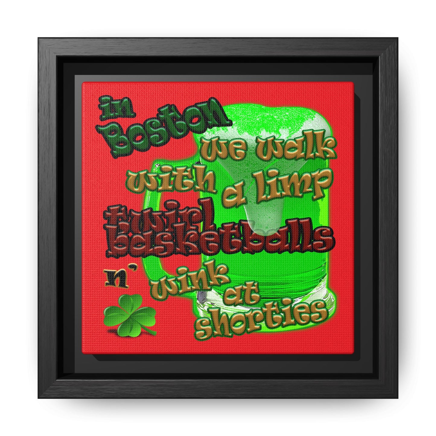 celtics logo - framed canvas art (red)
