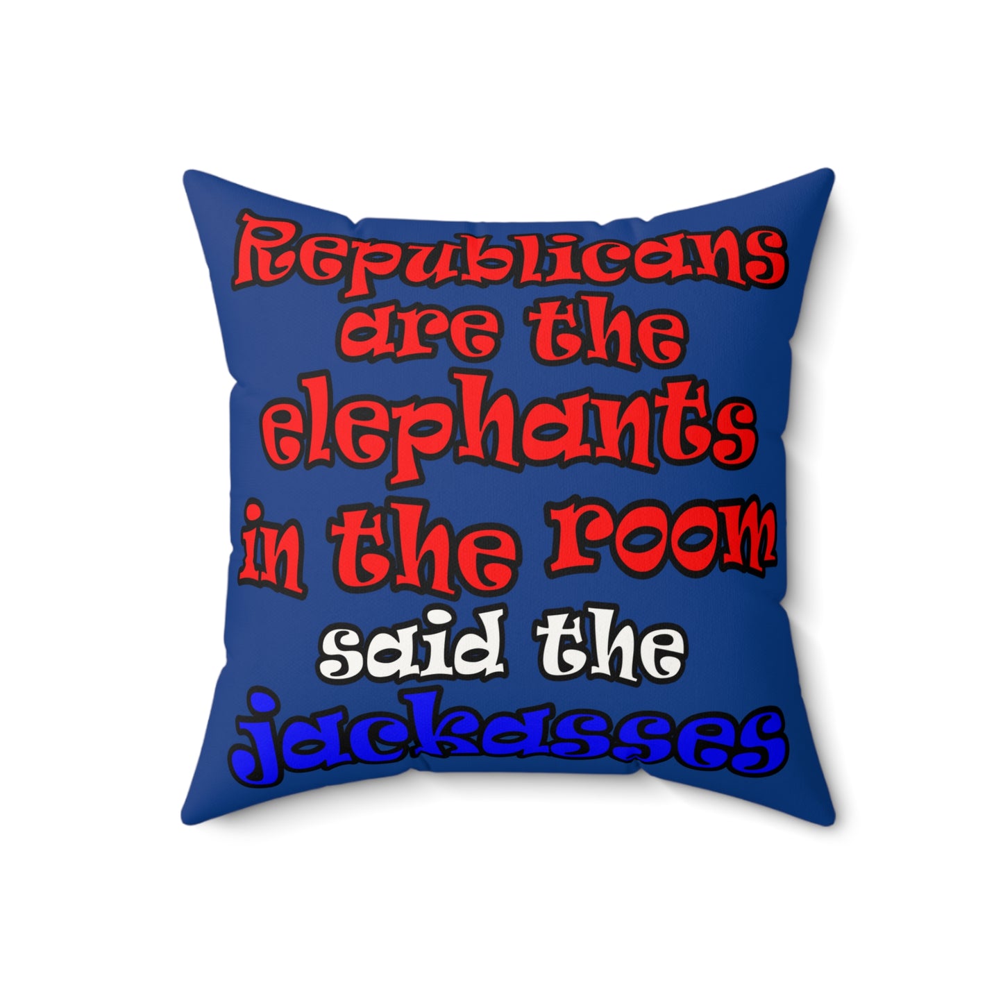 donkeys and elephants - Faux Suede Square Pillow - (dark blue)