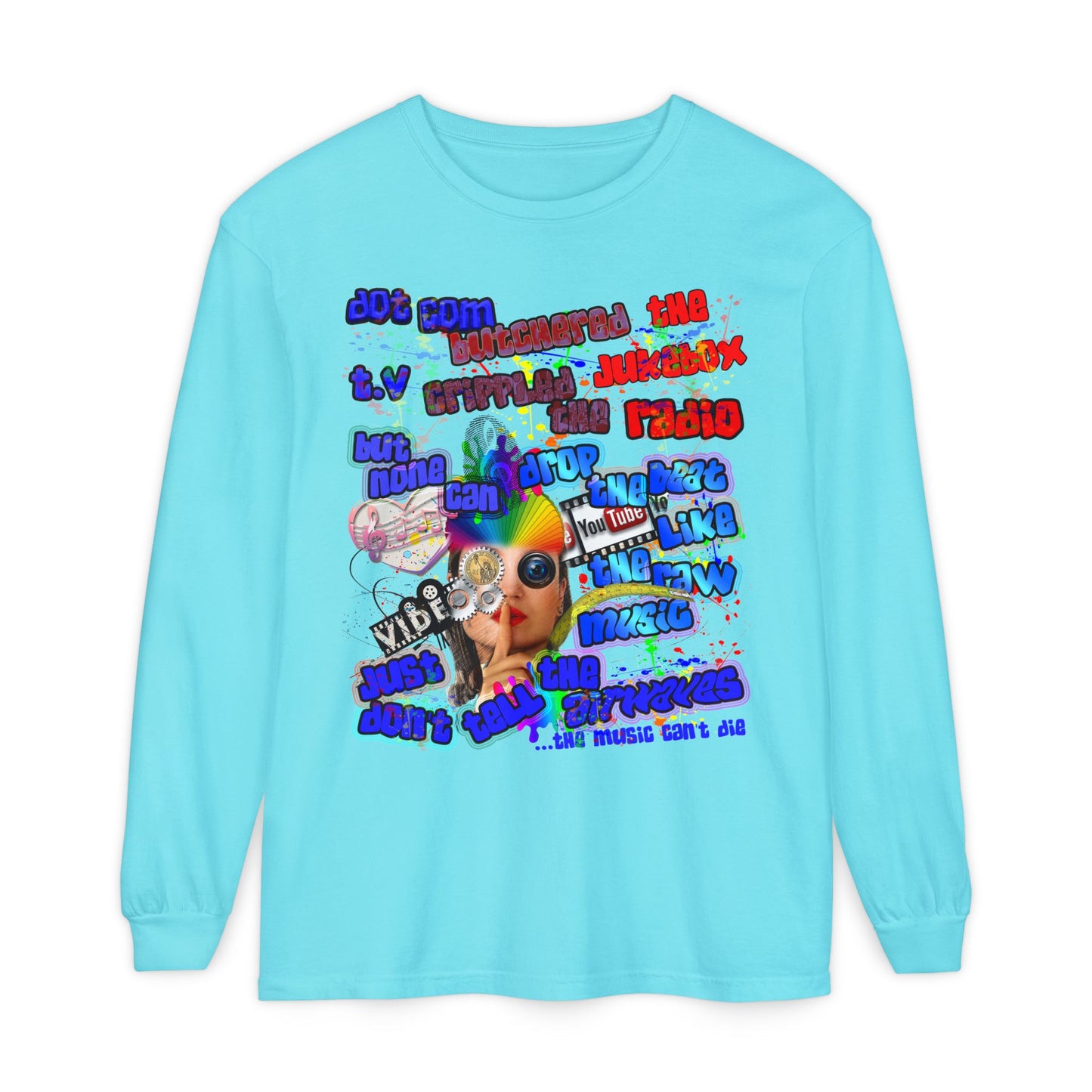 drop the beat - Unisex Garment-dyed Long Sleeve T-Shirt