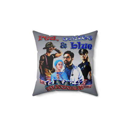 rw&b lives matter - Spun Polyester Square Pillow - (brushed nickel)