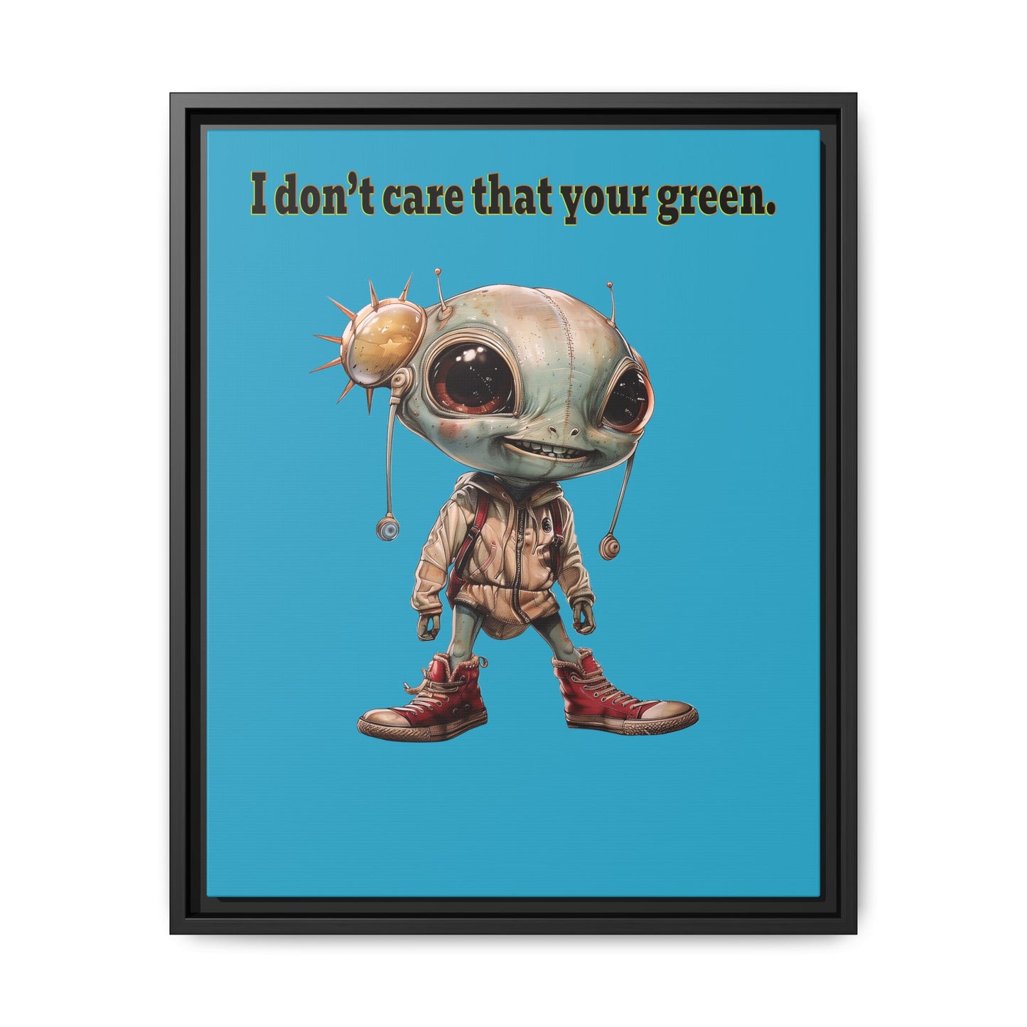 I don't care that your green - framed canvas art (turquoise)