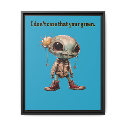 I don't care that your green - framed canvas art (turquoise)