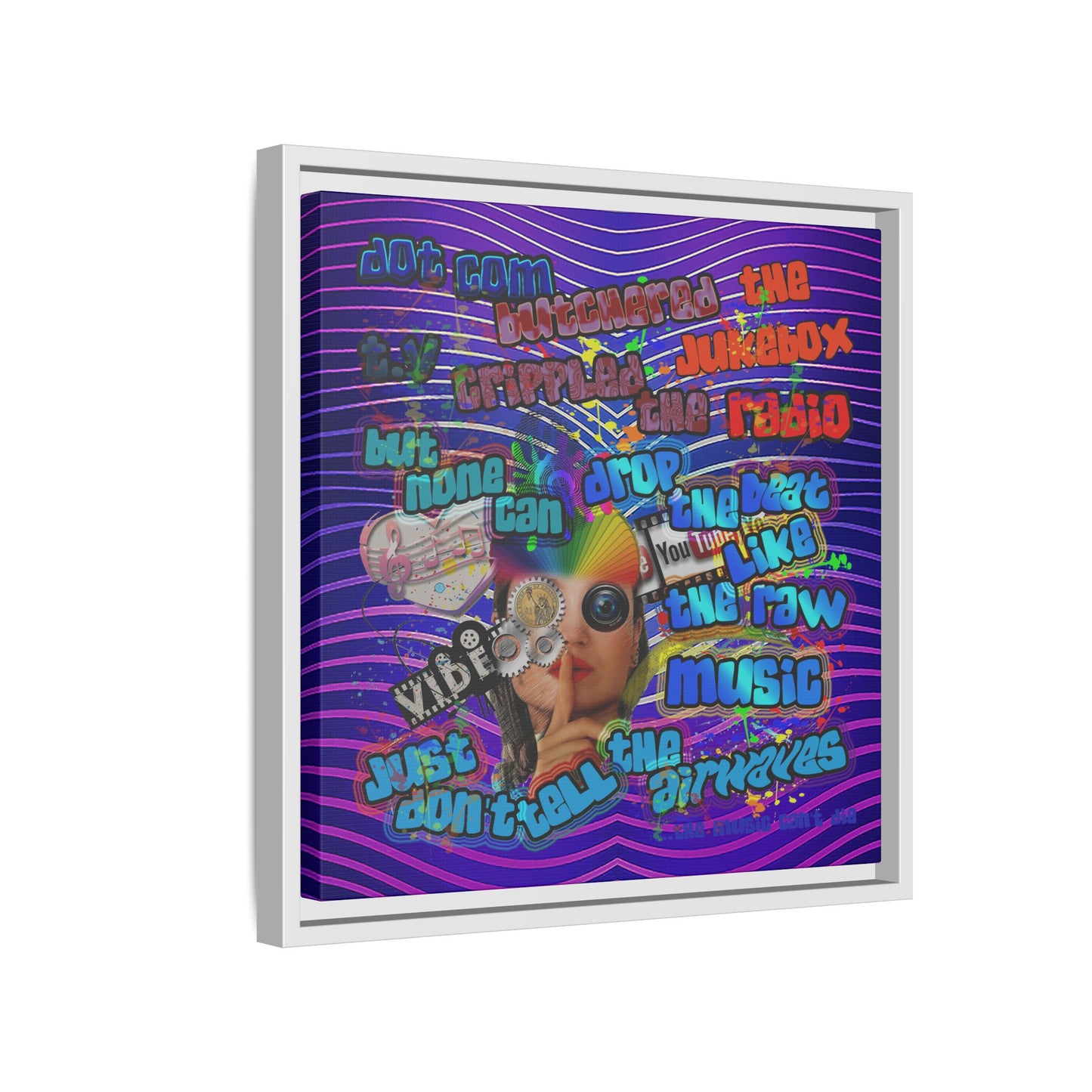 drop the beat - framed canvas art (purple wave)