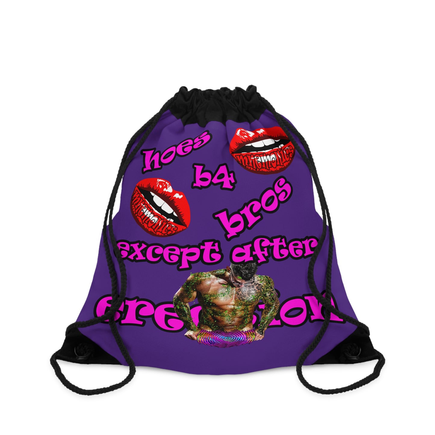 hoes b4 bros - Drawstring Bag (purple)