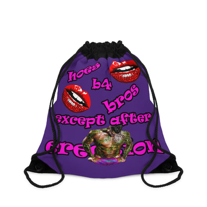 hoes b4 bros - Drawstring Bag (purple)