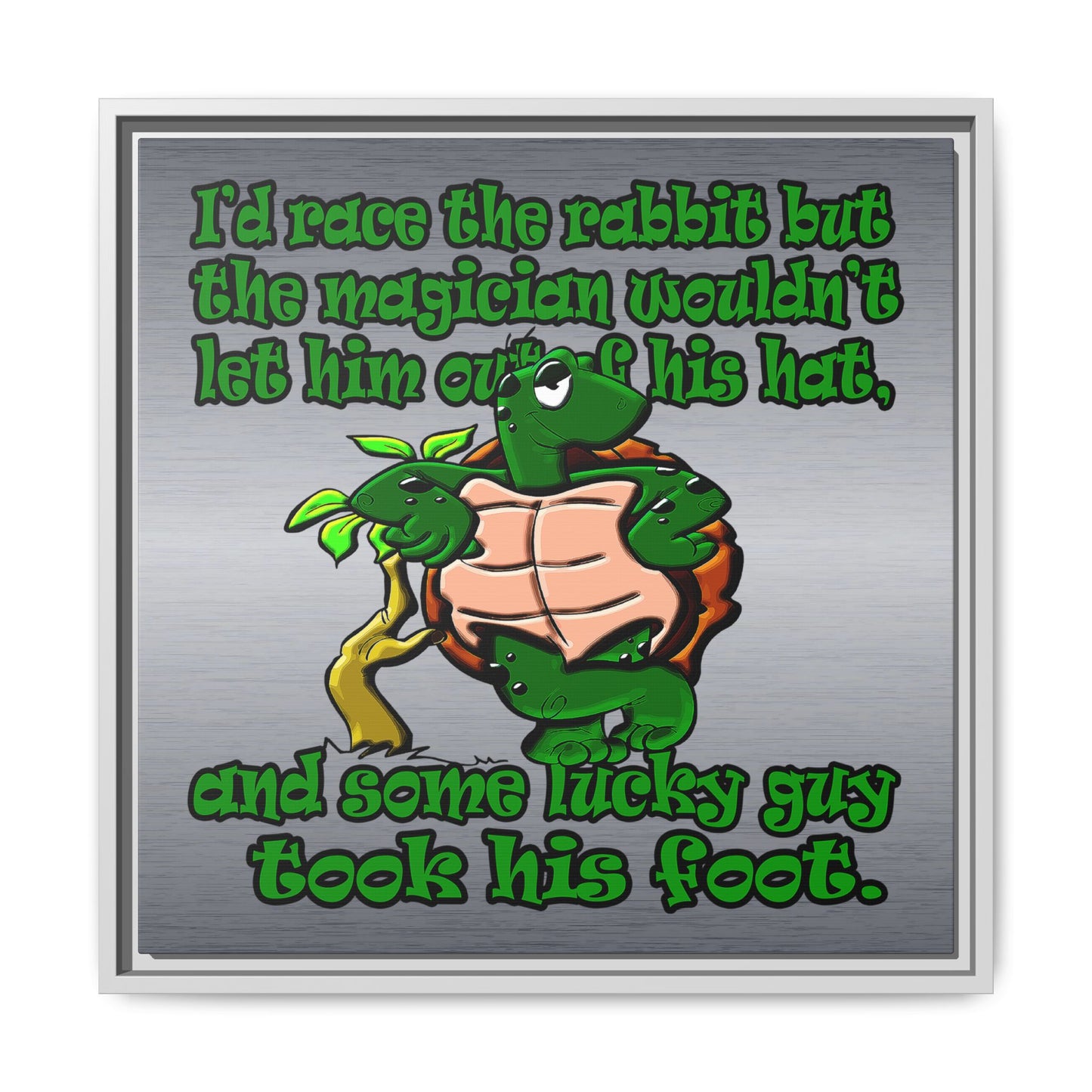 turtle race - framed canvas art (brushed nickel)