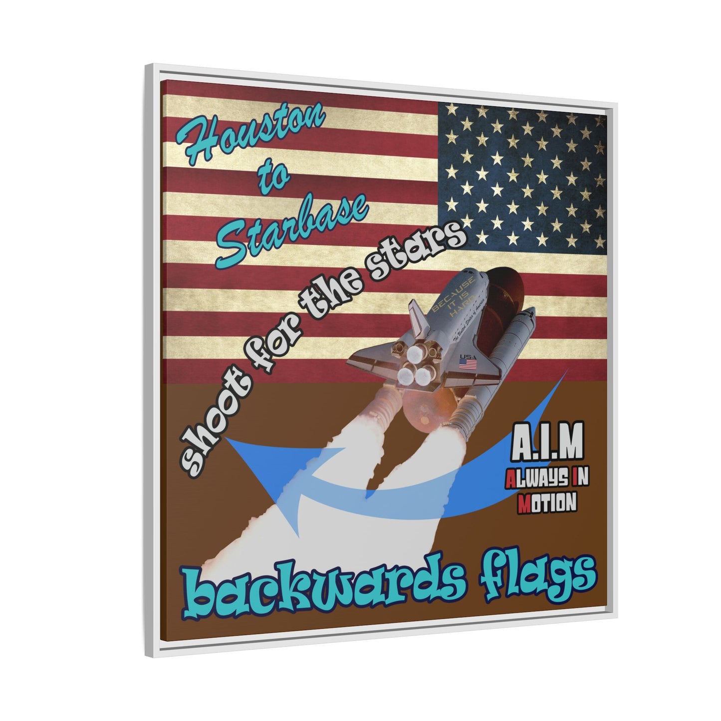 shoot for the stars - framed canvas art (brown)