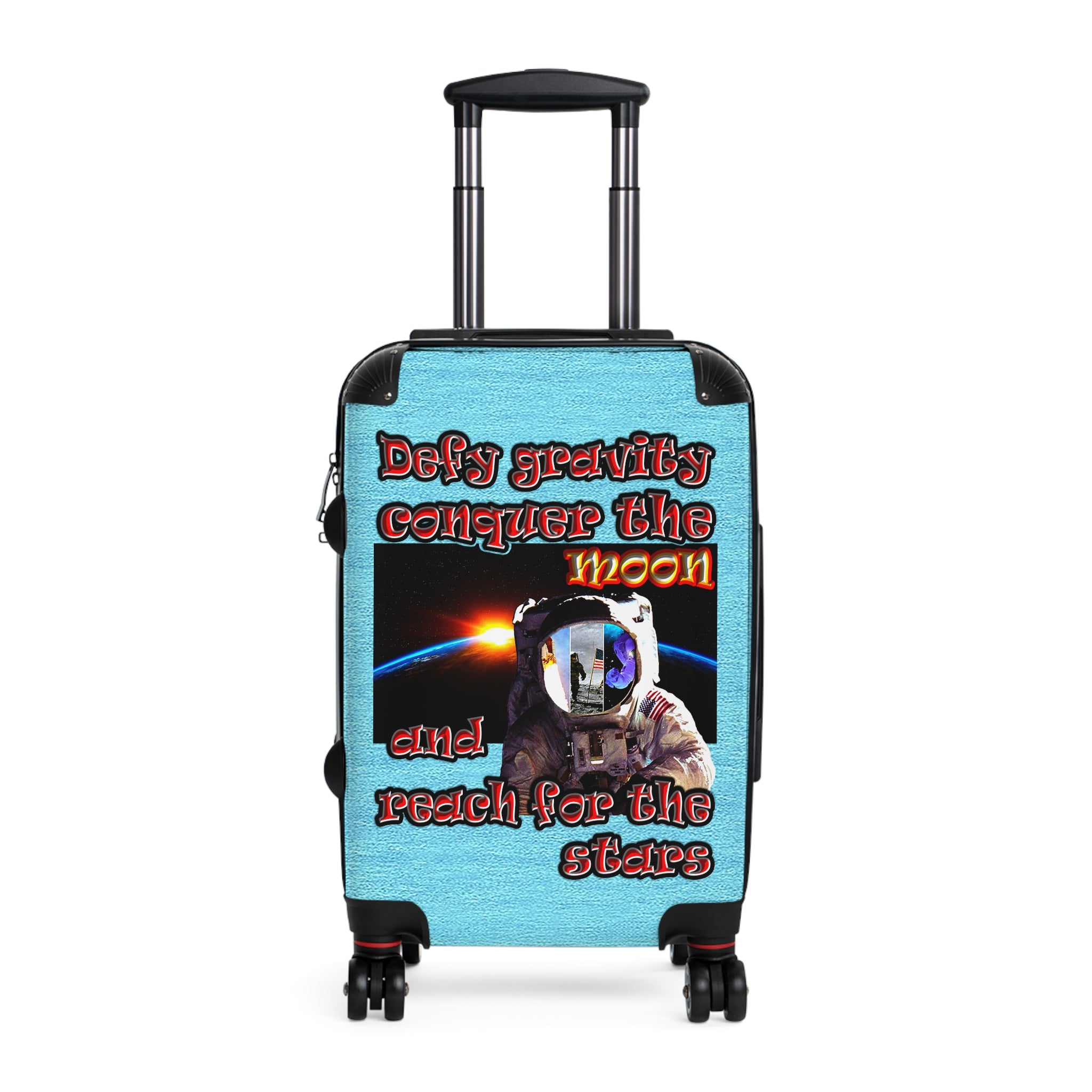 defy conquer reach - suitcase (faded blue)