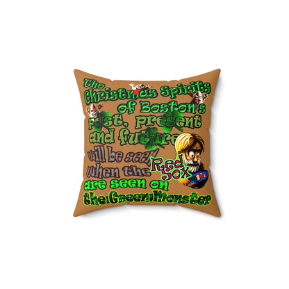 christmas spirits of boston - Spun Polyester Square Pillow - (light brown)