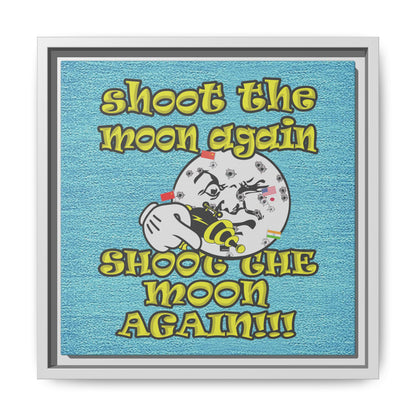 shoot the moon again - framed canvas art (faded blue)