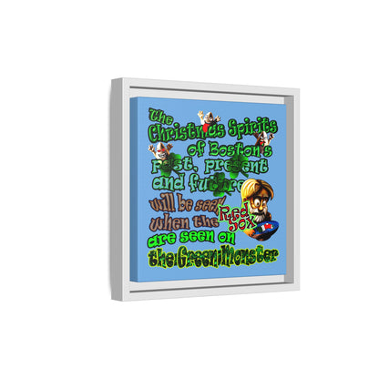 christmas spirits of boston - framed canvas art (light blue)