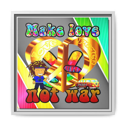 love peace - framed canvas art (rainbow split)
